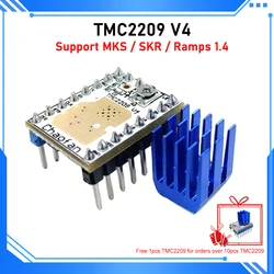 Piezas de impresora 3D TMC2209 V4 Stepstick Stepper módulo controlador de Motor, piezas de impresora 3D con disipador de calor para placa base MKS SKR