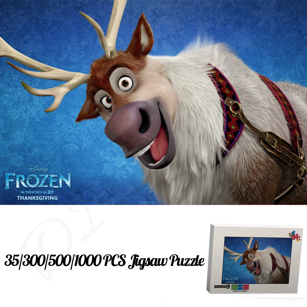 

Пазлы Sven для детей, мультяшный персонаж из анимационного фильма «Холодное сердце», 1000 шт., деревянная коробка, пазлы, уникальные забавные подарки и игрушки