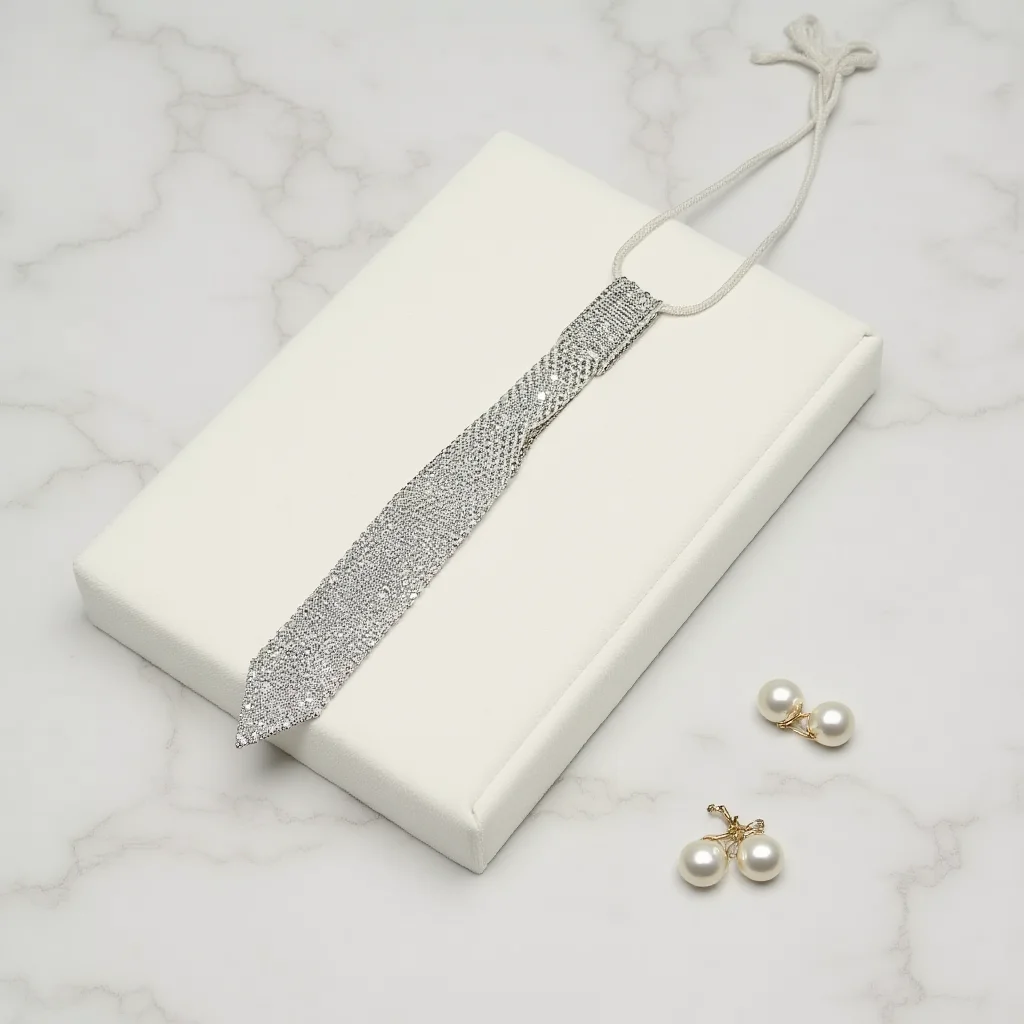 Decorative Fake Tie Individually Packed Rhinestone Tie Pre-Tied Tie Decorative For Stage Performances Office Commuting Parties
