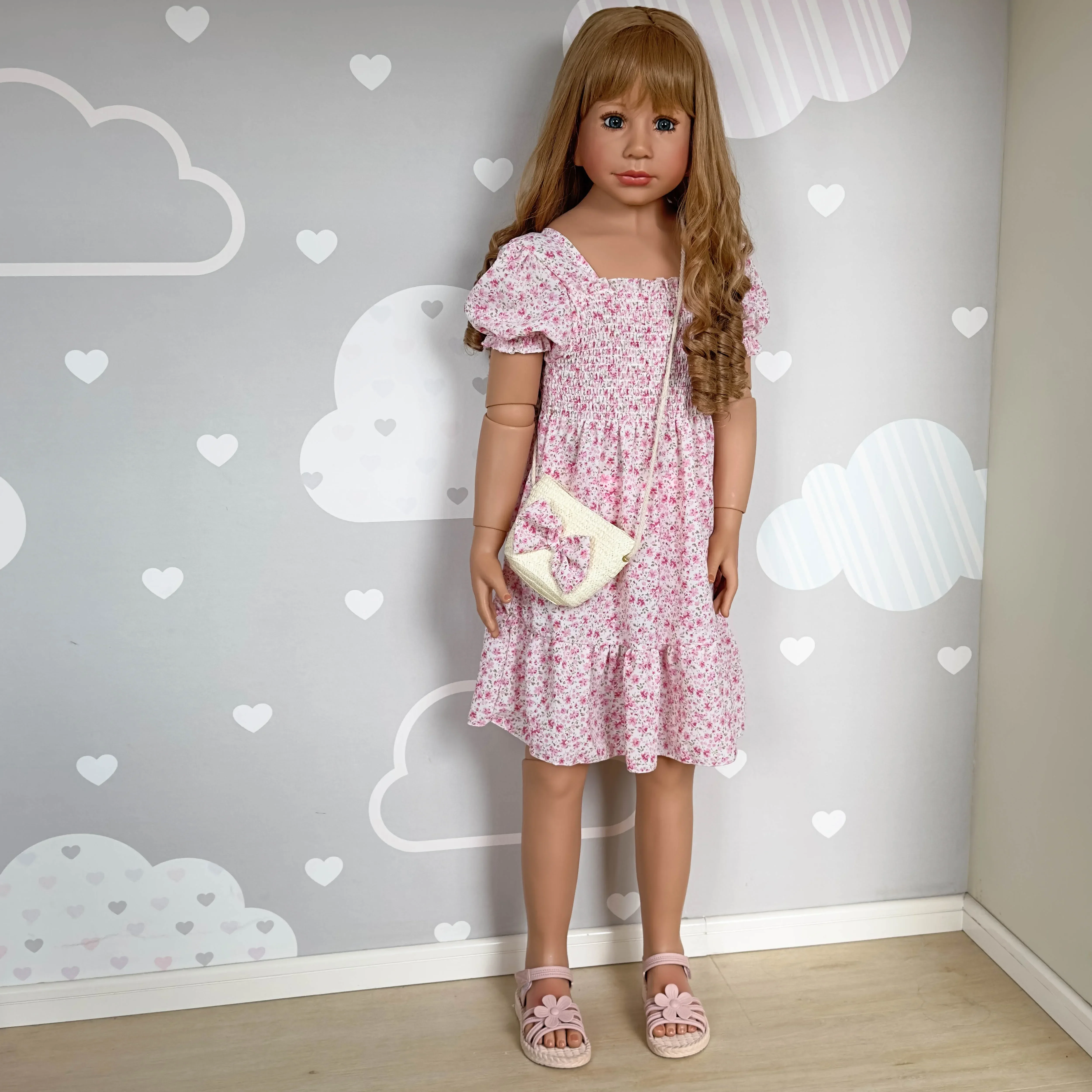 SINO-BB 120cm original reborn obra-prima boneca bola articulada corpo inteiro da menina da criança princesa 5-6 anos de idade modelo de vestido de bebê real