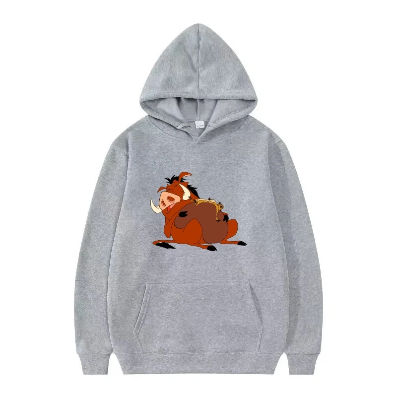 Disney The Lion King Print Pattern Woman Grey Autumn Loose Streetwear Top Clothes Pullovers Ladies Cheap Hoodies Men Sweatshirts