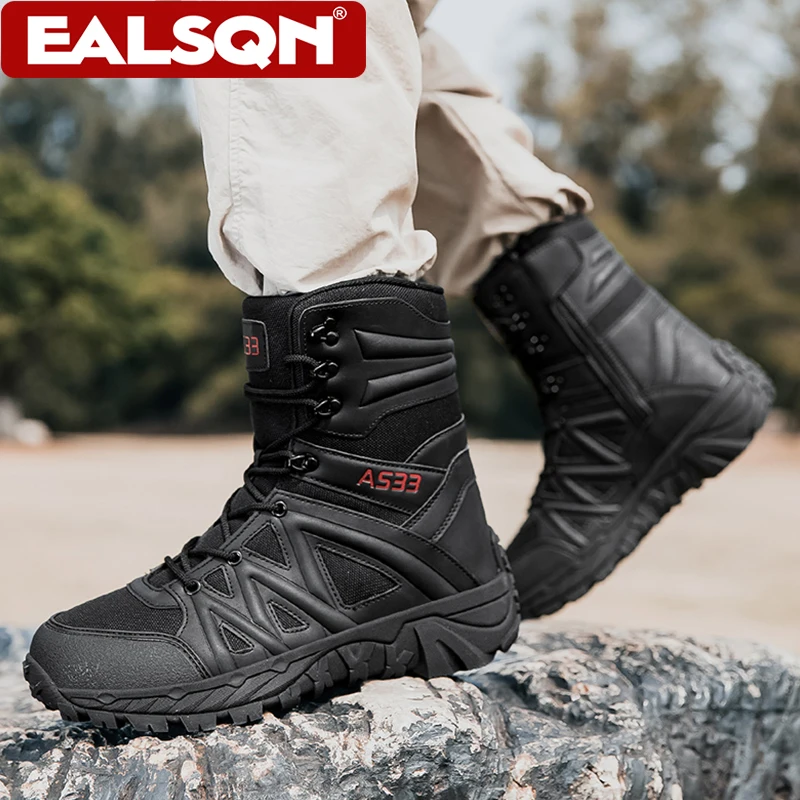 Men's High Top Outdoor Tactical Boots Autumn Winter Non-slip Off-Road Mountain Climbing Shoes Large Size Comfortable Hiking Boot