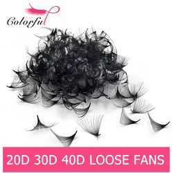 Colorful 30D 40D Pointy Base Promade Fans Eyelash Extensions Loose Fans Mega Volume Sharp Thin Stem 20D Russian Volume Faux Lash