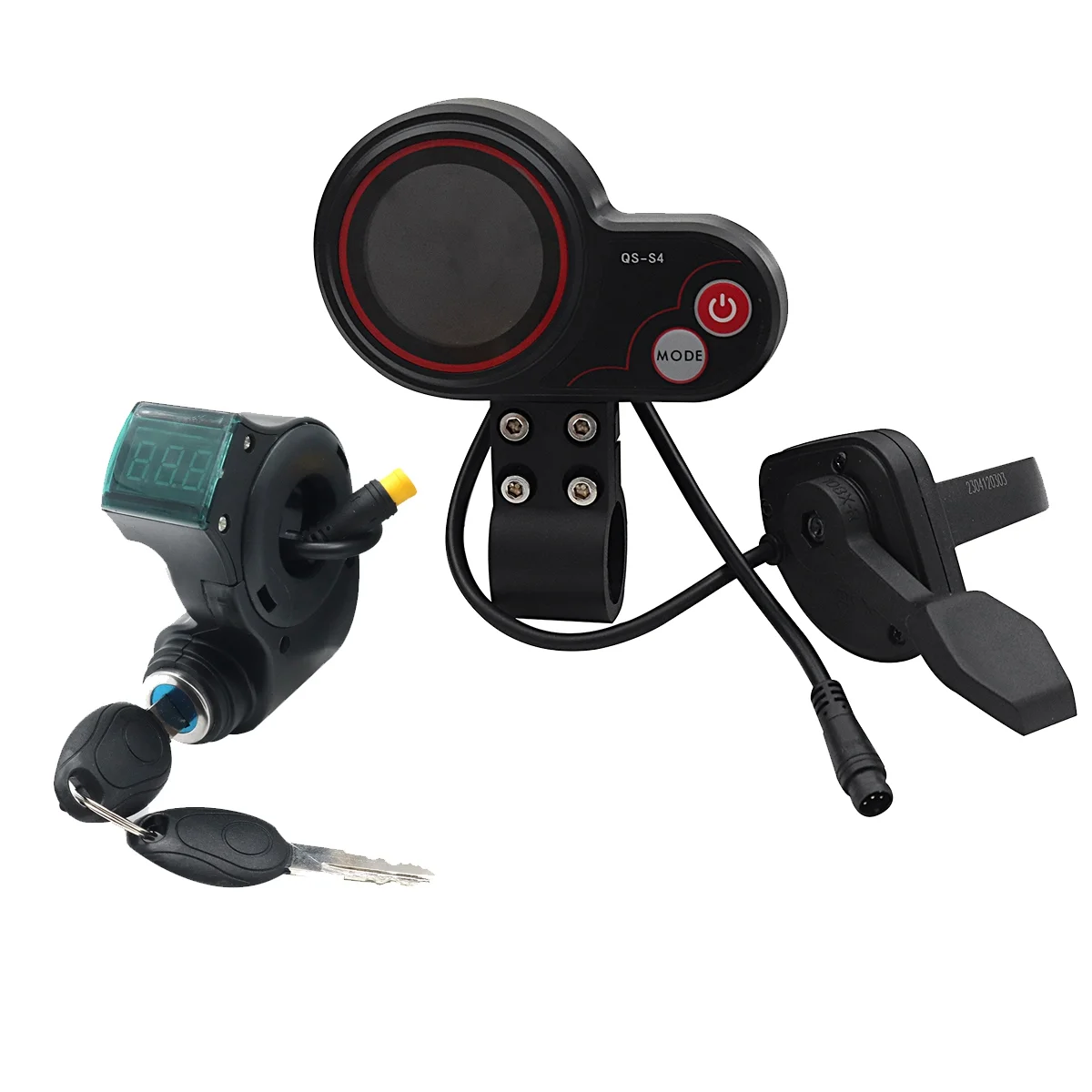 QS-S4 36V-60V Thumb Throttle LCD Display Kit+3PIN Ignition Lock Key for Zero 8 9 10 8X 10X Electric Scooter 6PIN Display