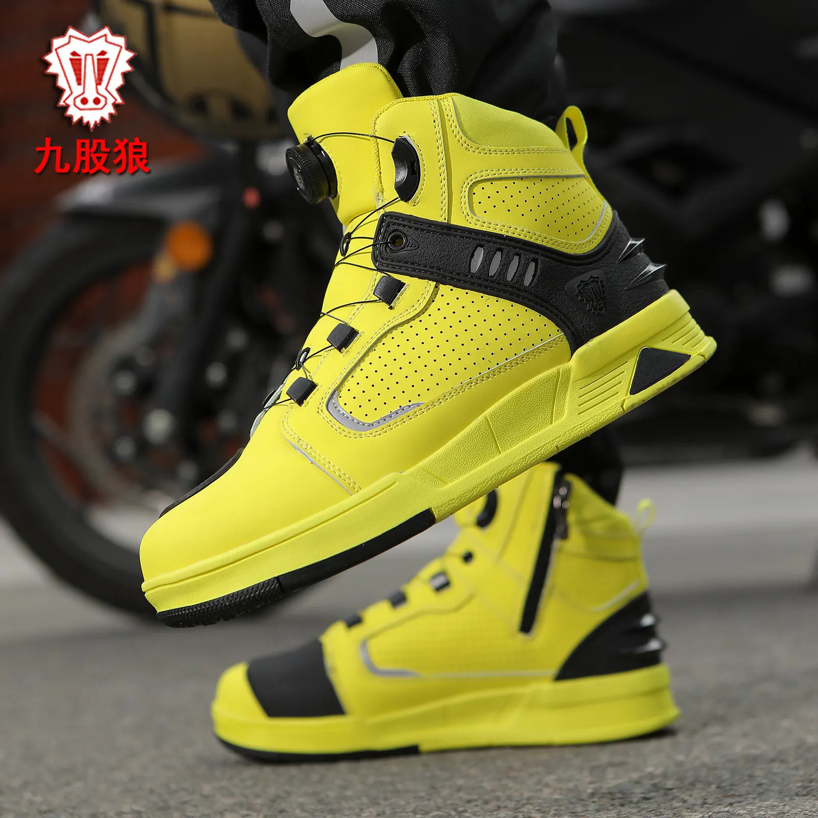 Leather Motorcycle Shoes Men's Genuine Cowhide Motos Protective Ankle Length Short Boots Motocross Breathable Anti Drop Shoes