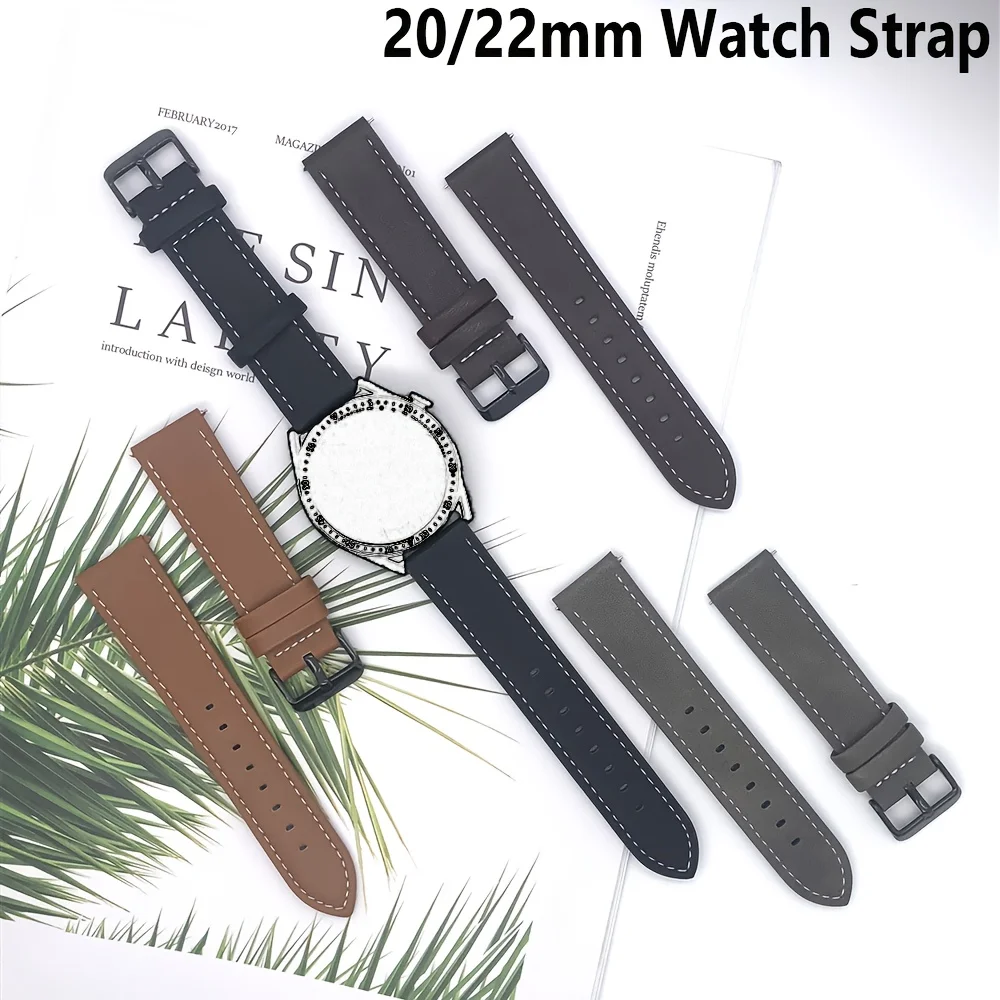 22 20mm 인조 가죽 시계 스트랩 (미 워치 S2 46/42mm, 미 워치 컬러 2, 미 브로 라이트/에어 스마트워치용)