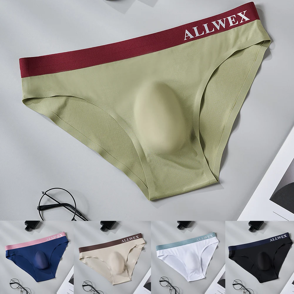 

Men Summer Seamless Ice Silk Low Rise Briefs Shorts Ultrathin Breathable Underwear U Convex Pouch Underpants