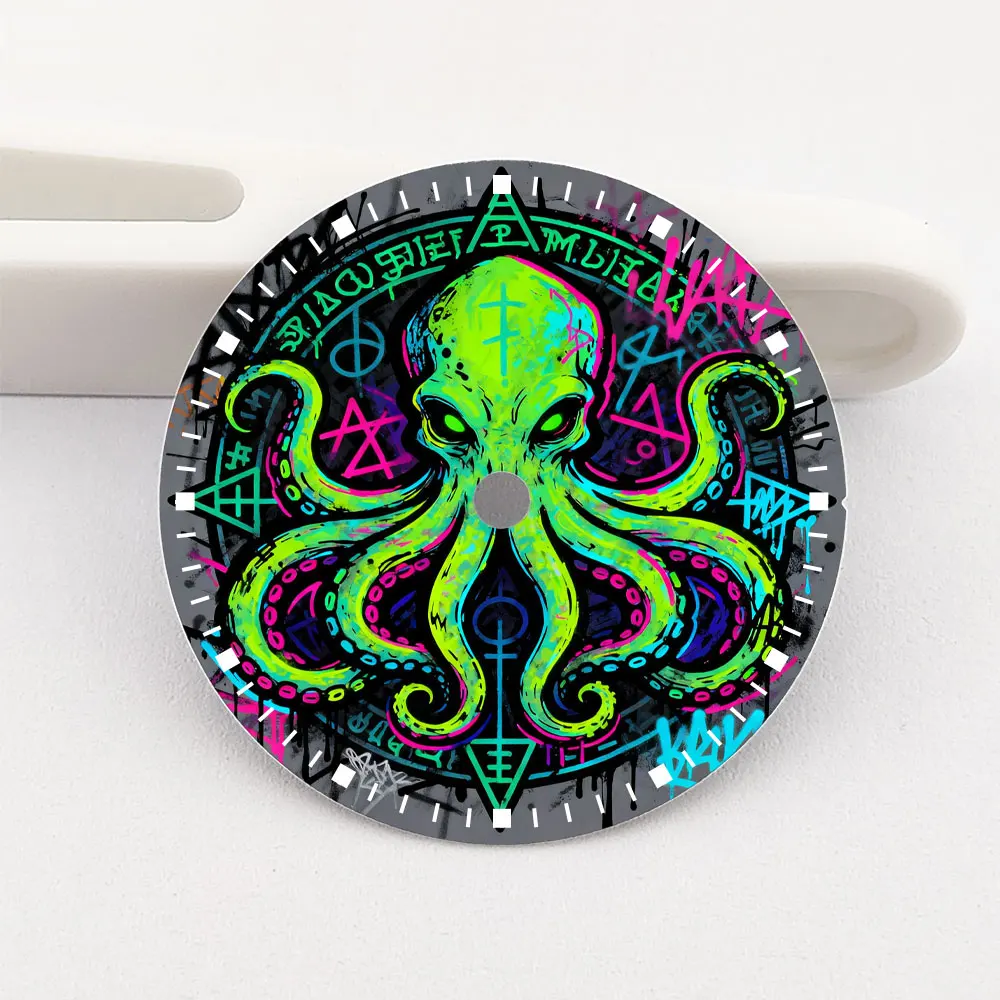

28.5 mm watch dial nh35 dial with creative pattern and color printing nh35 watch dial size NH35/36 movement watch component