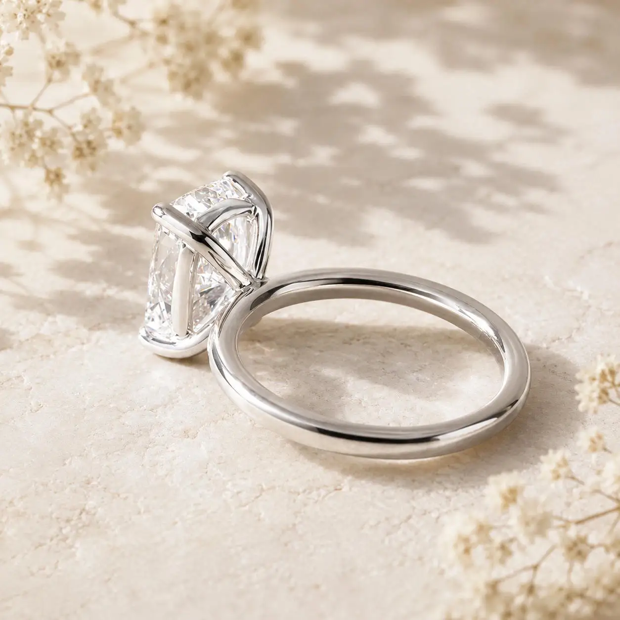 IGI-zertifizierter 3 Karat länglicher Kissen-Schliff Laborgezüchteter Diamant-Verlobungsring aus Platin 950 Solitär-Versprechensring für Frauen – Detail 6