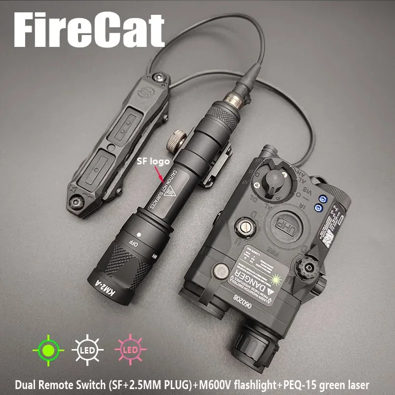 

Tactical PEQ15 Red Green blue laser+ IR Fill light +white light Dual Remote Switch M300V M600V Flashlight Set 20mm Picatinny Rai