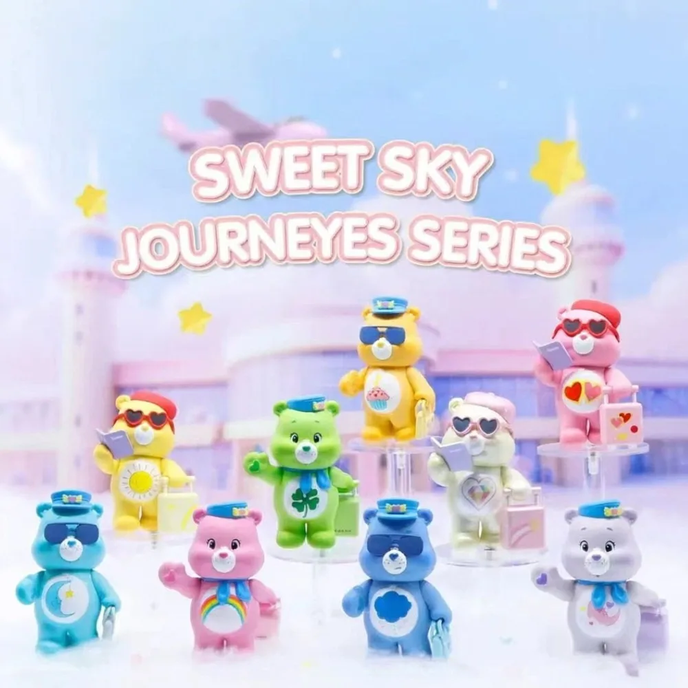Care Bears Sweet Sky Journey Blind Box Figur Funshine Love Bear Reisende Edition Sammlerstück Schreibtisch-Deko Geschenk für Enthusiasten