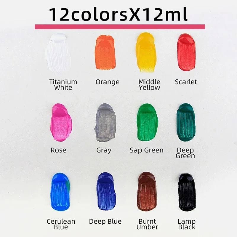 12 Colors 9mL Acrylic Pigment for Student Art, Graffiti Painting, DIY Pigment, Hand Painted Walls