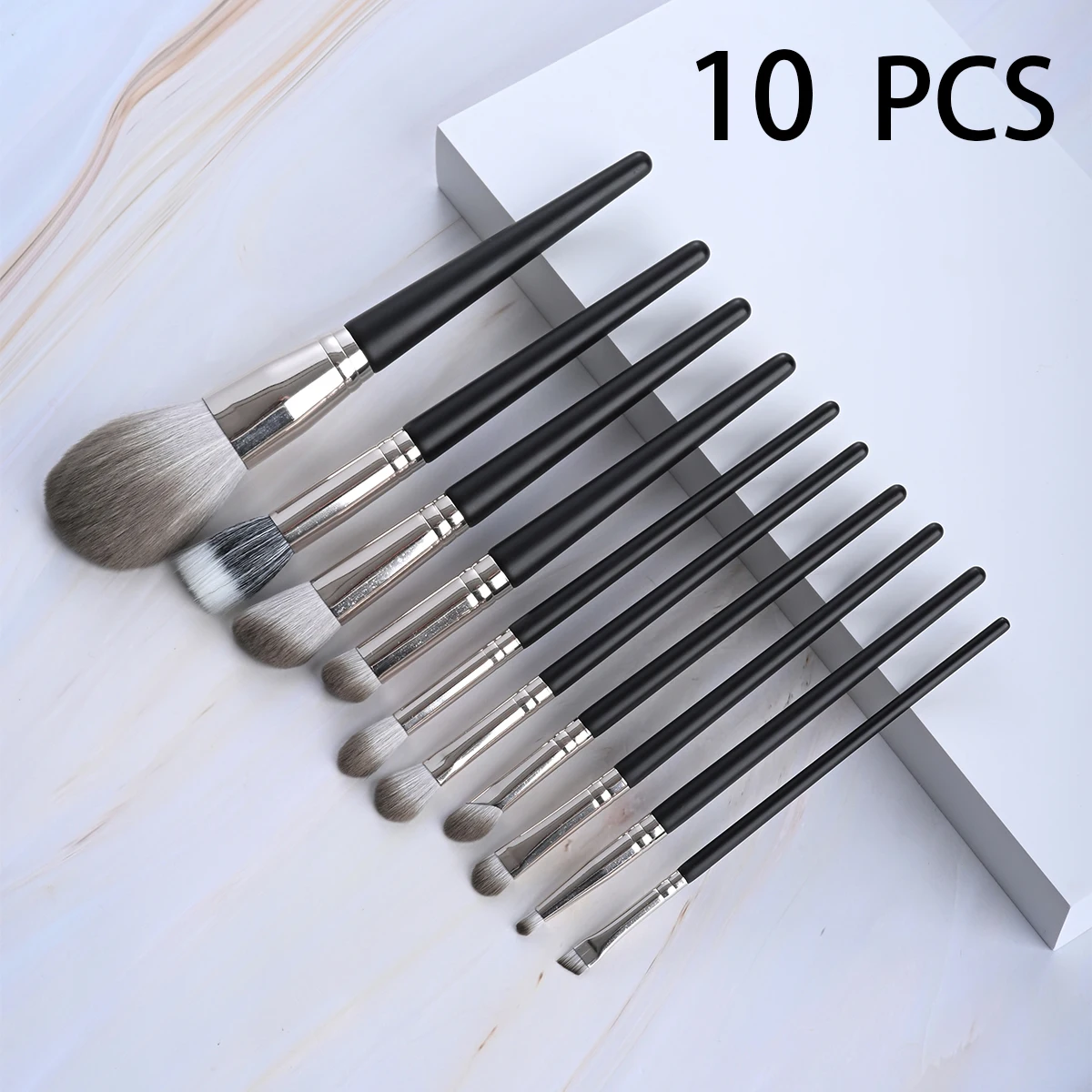 10 PCS Luxury Makeup Brushes-Solid Wood Handle Soft Nylon Bristles for Ideal for Foundation, Contouring & Blending