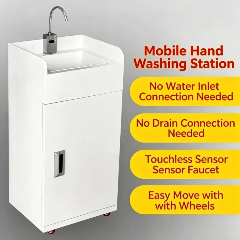 Mobile beheizte Wasserspeicher-Handwaschstation, tragbares Waschbecken mit Sensor-Wasserauslauf für medizinische Einrichtungen und Schönheitssalons