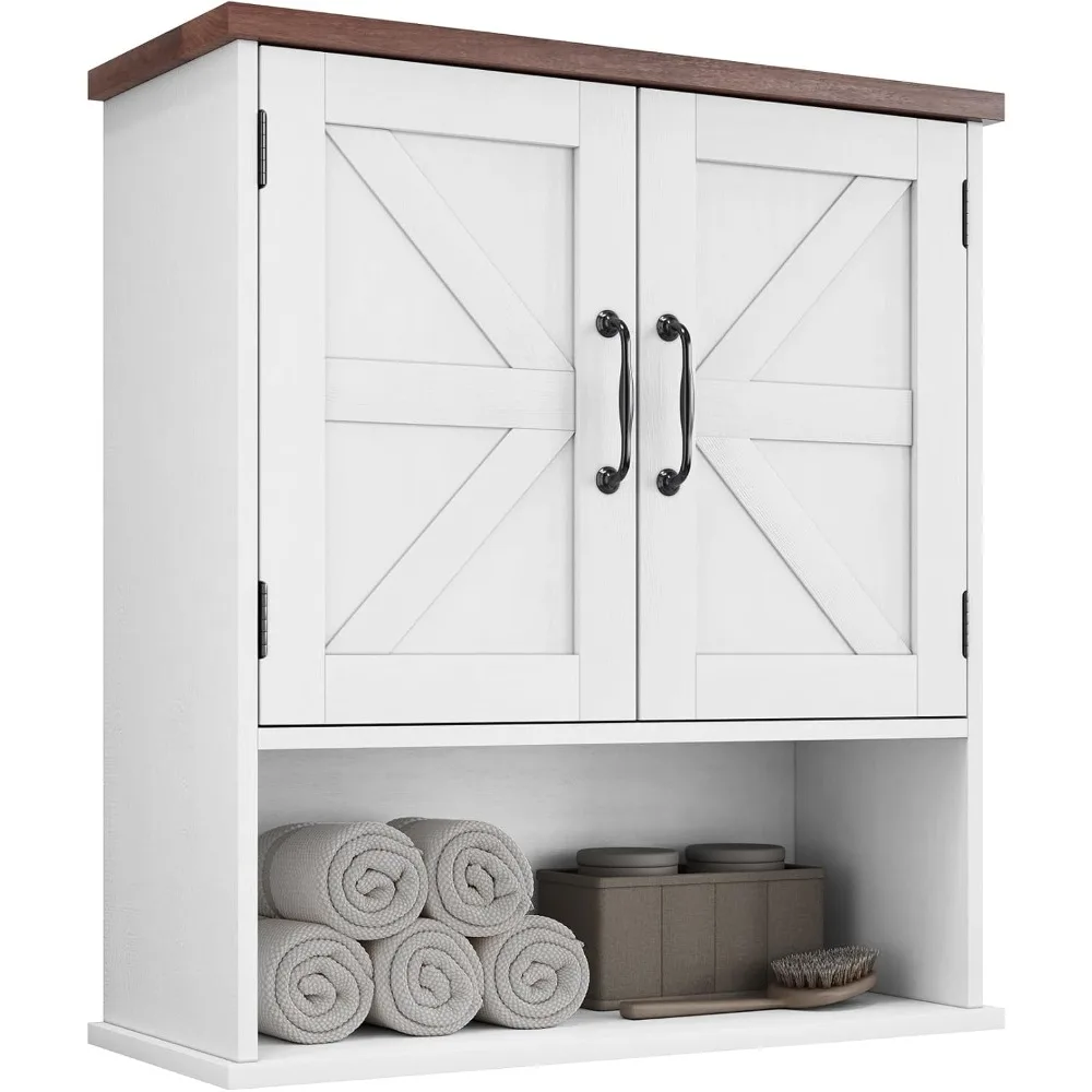 

Bathroom Wall Cabinet with Barn Doors, Wall Mounted Bathroom Cabinet, Farmhouse Style, Wall Mounted Medicine Cabinets