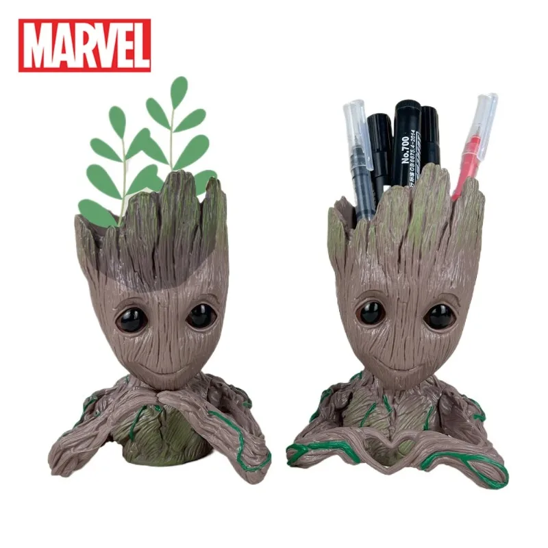 

Marvel Groot Flower Pot Pen Holder Storage Case Ornament Guardians of The Galaxy Movie Cartoon Car Desktop Garden Figurine Gift