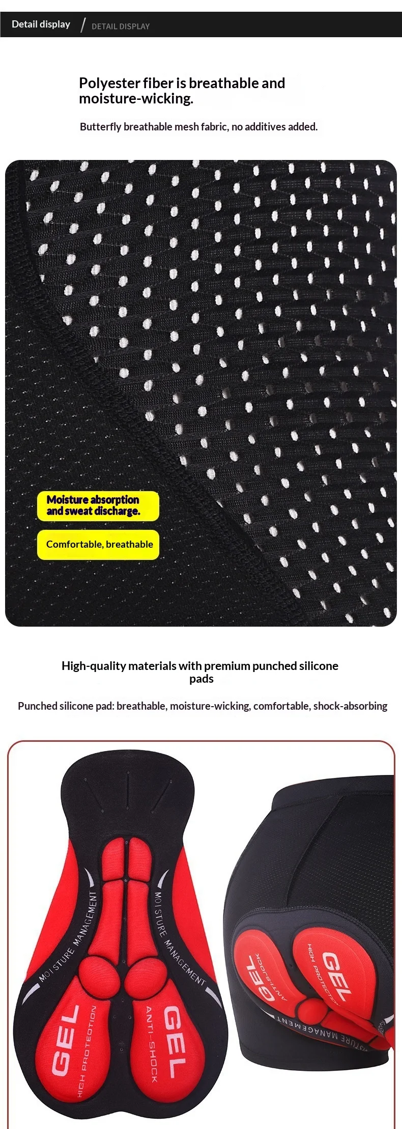OFFBONDAGE Radhose für Herren, atmungsaktive Radunterwäsche aus Mesh, 5D-Gel-Polster, stoßdämpfende MTB-Radhose, Radbekleidung – Detail 2