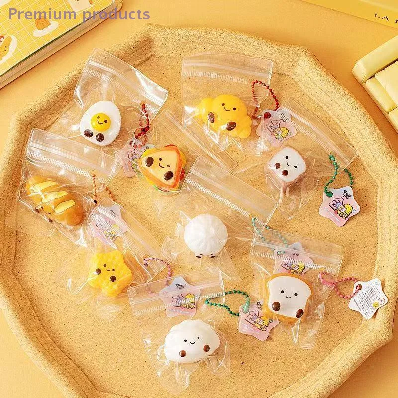 5 pçs chaveiro pingente descompressão brinquedos sensoriais para bonito dos desenhos animados comida squeeze brinquedo mini lento alívio do estresse brinquedos crianças adultos