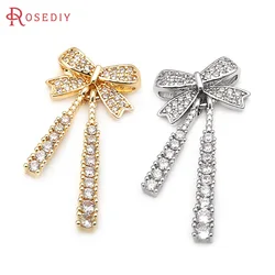 4PCS Brass Zircon 2 Holes Bow-knot Connect Charms Pendants Necklace Earrings Diy Jewelry Accessories Rosediy official-website