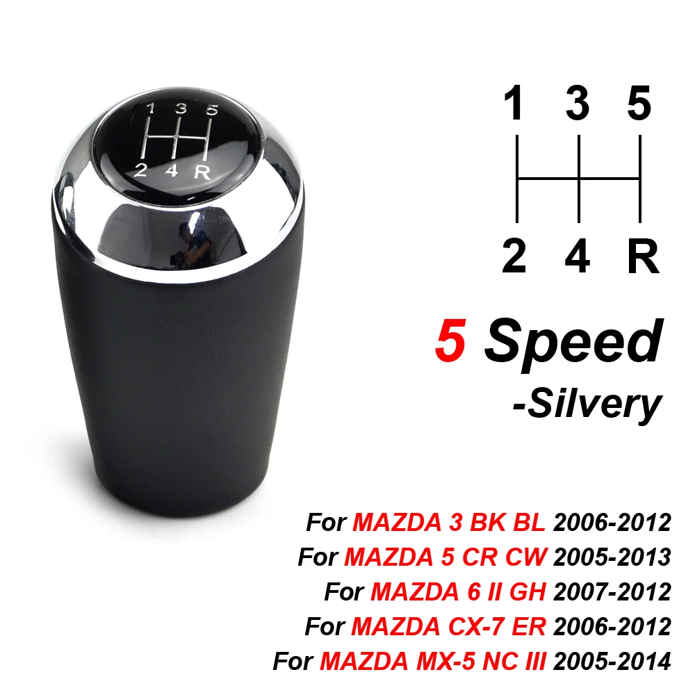 الجلود 5/6-سرعة لمازدا 3 BK BL 5 CR CW 6 II GH CX-7 ER MX-5 NC III 23 MT الجلود شيفتر رافعة الذراع كرة الرأس والعتاد التحول المقبض #6