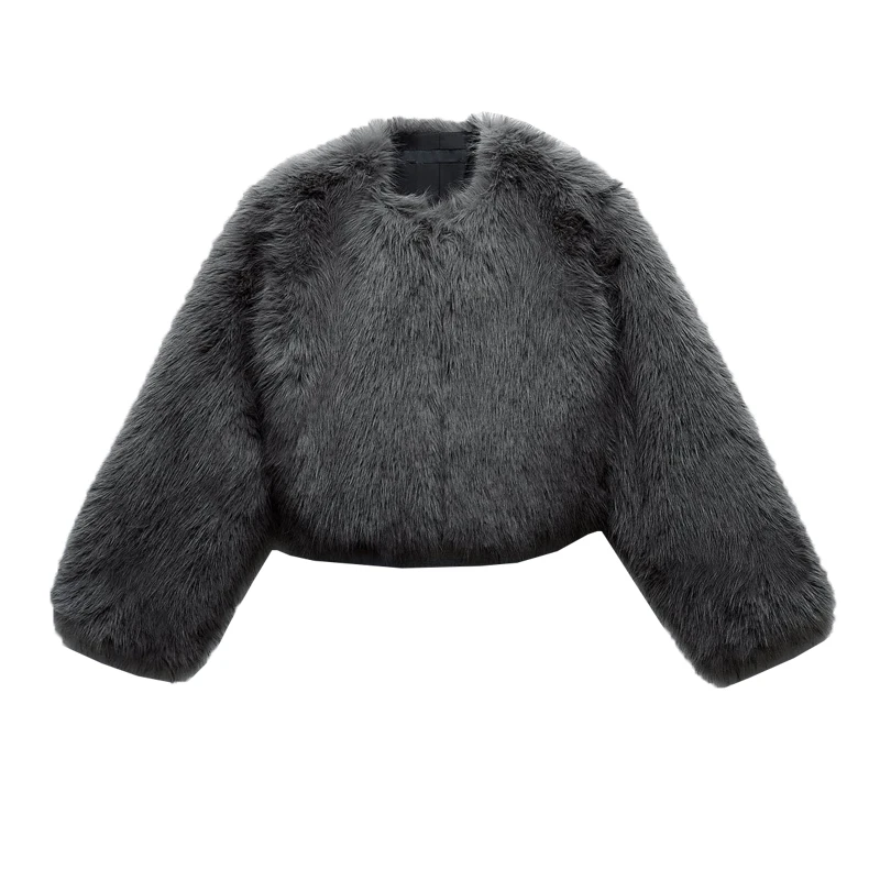 Inverno Nuovo rotondo Ne Sciolto Pelliccia Artificiale Cappotto Or Jaet Ele Lady Sle 63826 Fibra di Poliestere 00% Lunghezza Regolare