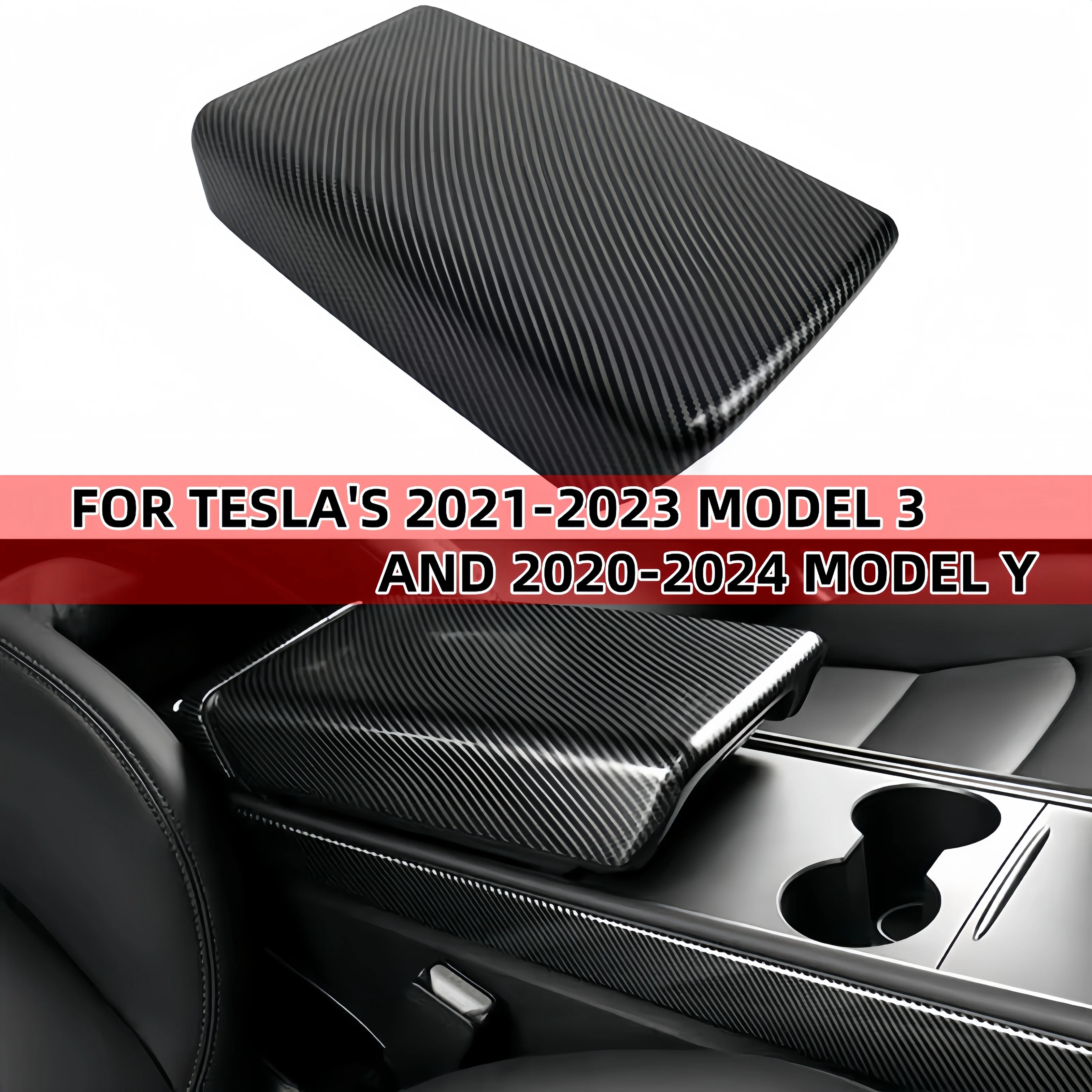 For Tesla 2021-2023 Model 3 Car Central Armrest Box Pad For 2020-2024 Model Y Center Console Arm Rest Lid Cover