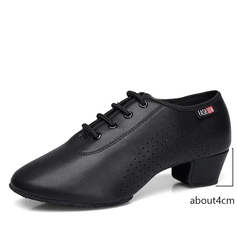 Women Latin Dance Shoes Ballroom PU Leather Ladies Girls Modern Jazz Dance Shoes Silver Black Salsa Dancing Shoes Teacher Shoe