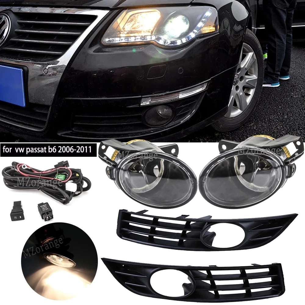 

For Volkswagen for Passat b6 2006-2011 Fog Lights LED Fog Lamps Headlight Cover Frame Halogen Foglight Bumper Lamp Car Accessory