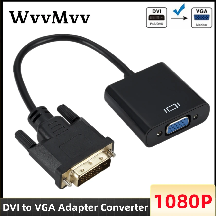 

Full HD 1080P DVI-D DVI To VGA Adapter Video Cable Converter 24+1 25Pin to 15Pin Cable Converter for PC Computer Monitor TV PS4