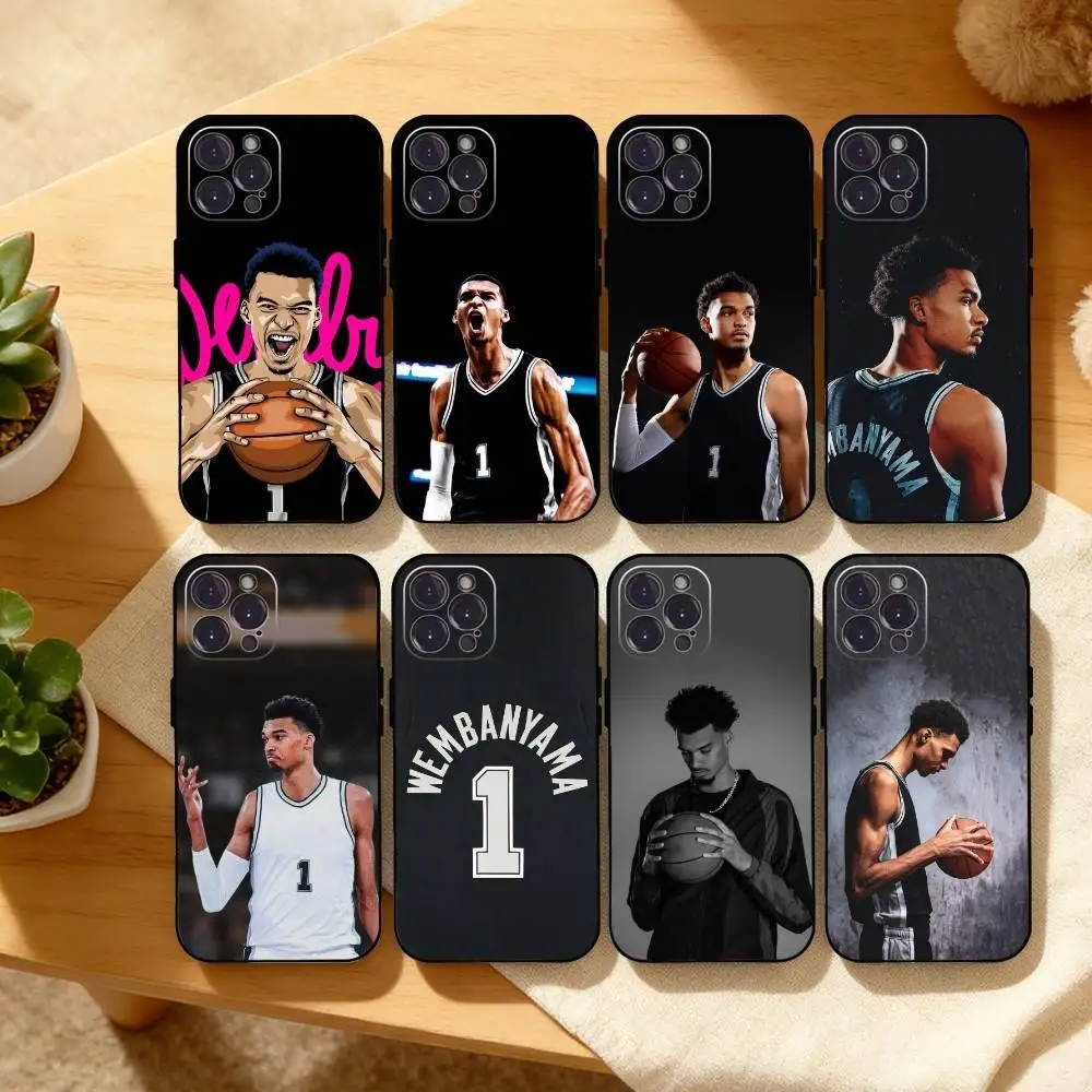 

V-Victor W-Wembanyama Phone Case For iPhone17,16,15,14,13,12Plus,Pro Max,XS,5G Soft Silicone Black Cover