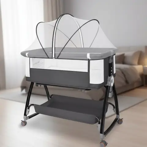 Berceau de bébé Portable, lit de bébé apaisant avec panier de rangement, moustiquaire, berceau Stable, lit à bascule pour nouveau-né
