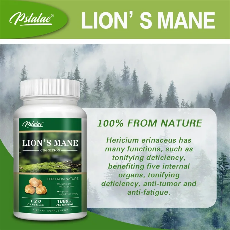 Lion's Mane Capsules - เพิ่มการทํางานของสมอง เสริมความสามารถทางปัญญา บรรเทาความเครียด รองรับภูมิคุ้มกัน