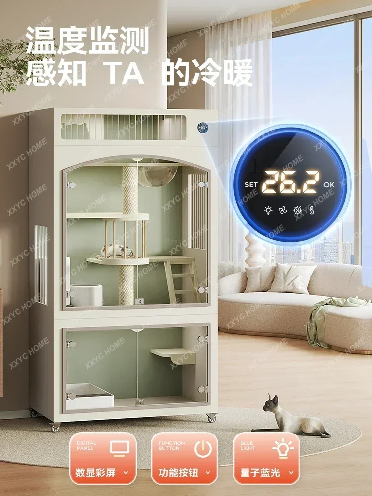 

Luxury cat villa solid wood cat cabinet household indoor cat cage house white nest castle custom room