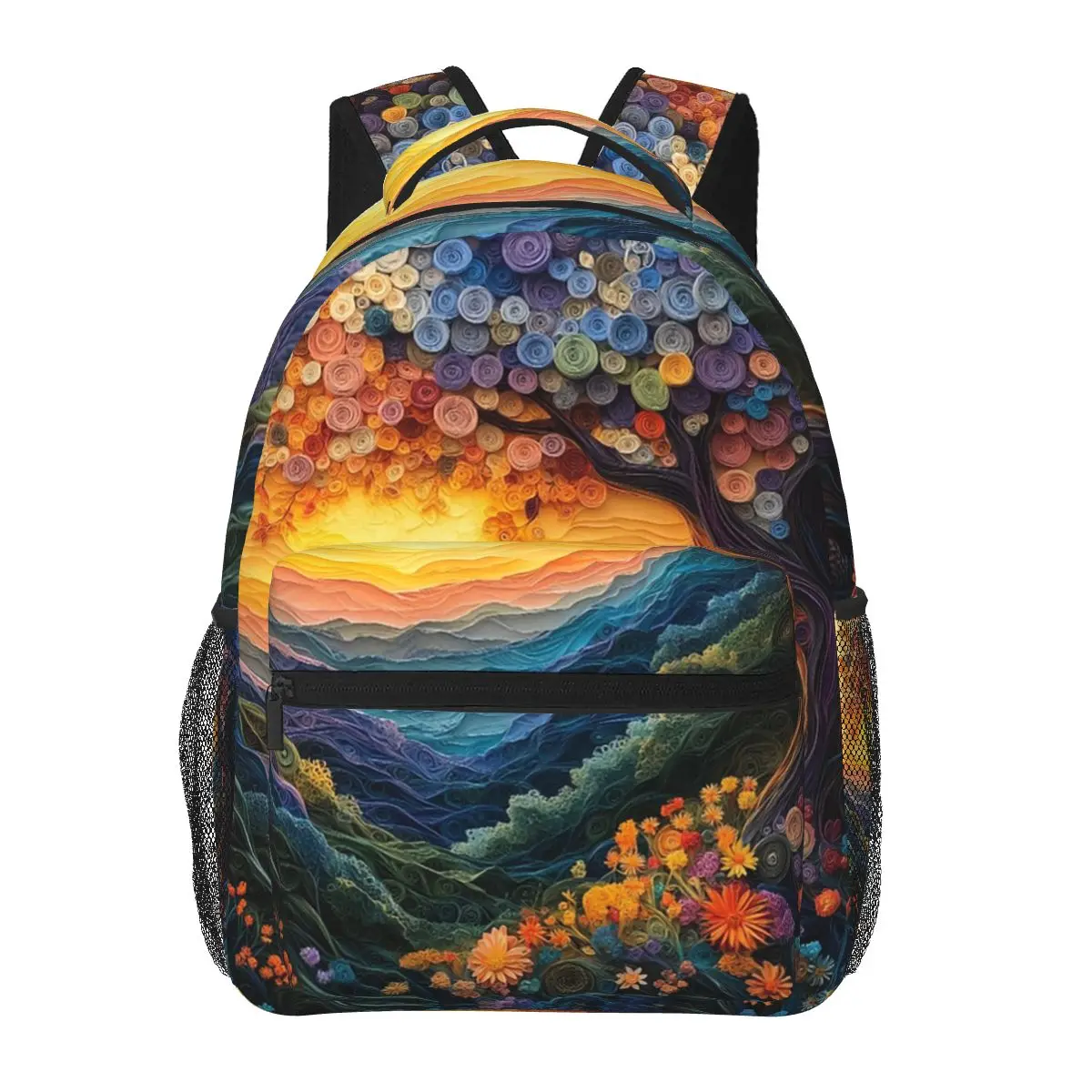 

Whispering Sunset A Paper Quilling Wonderland Backpack Hot Sale Daypack Kids BookBag School Bag Shoulder Bags for Men Women