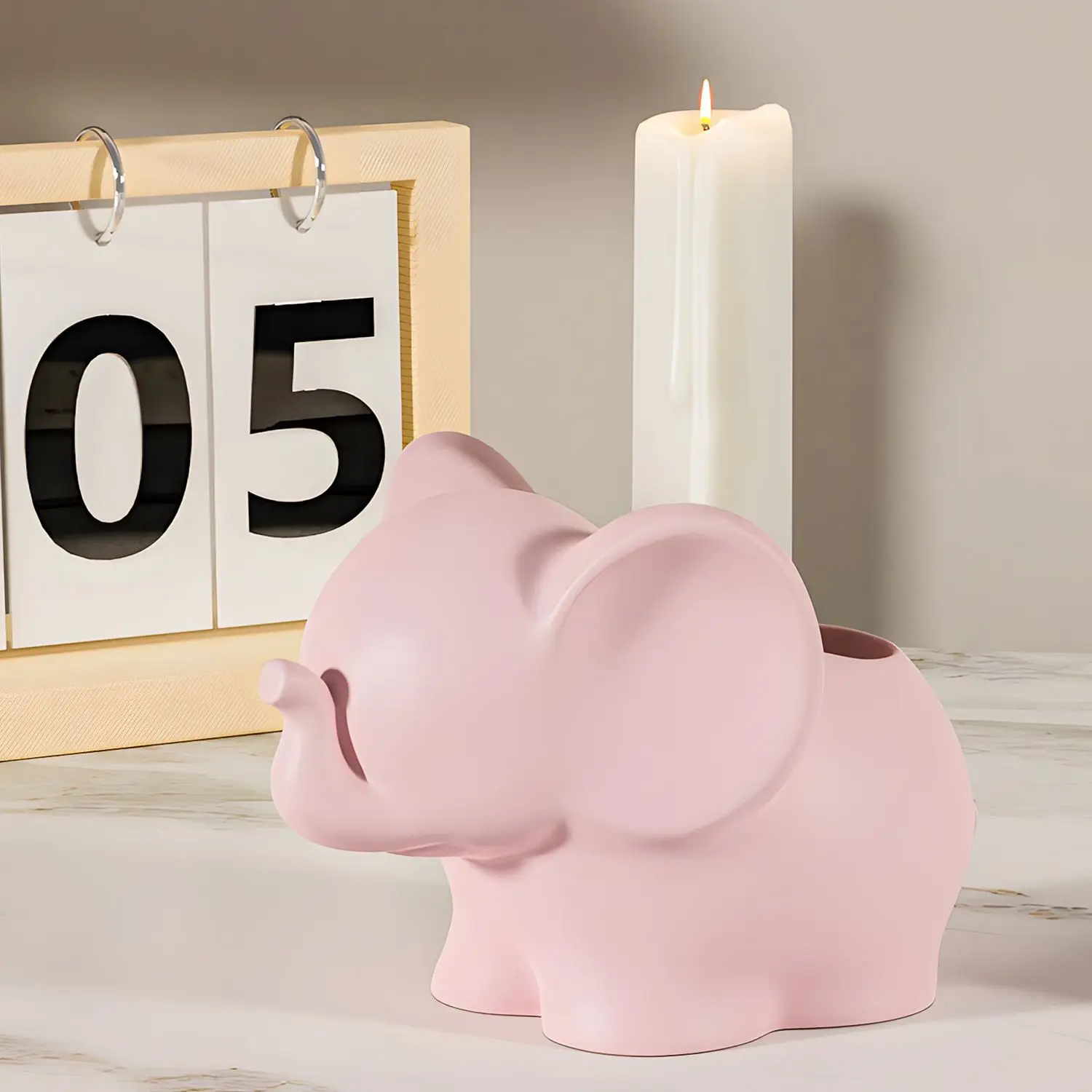 DIY Elephant Storage Cup Resin Mold Cute Pen Holder Vase Decoration Plaster Silicone Mold view 5