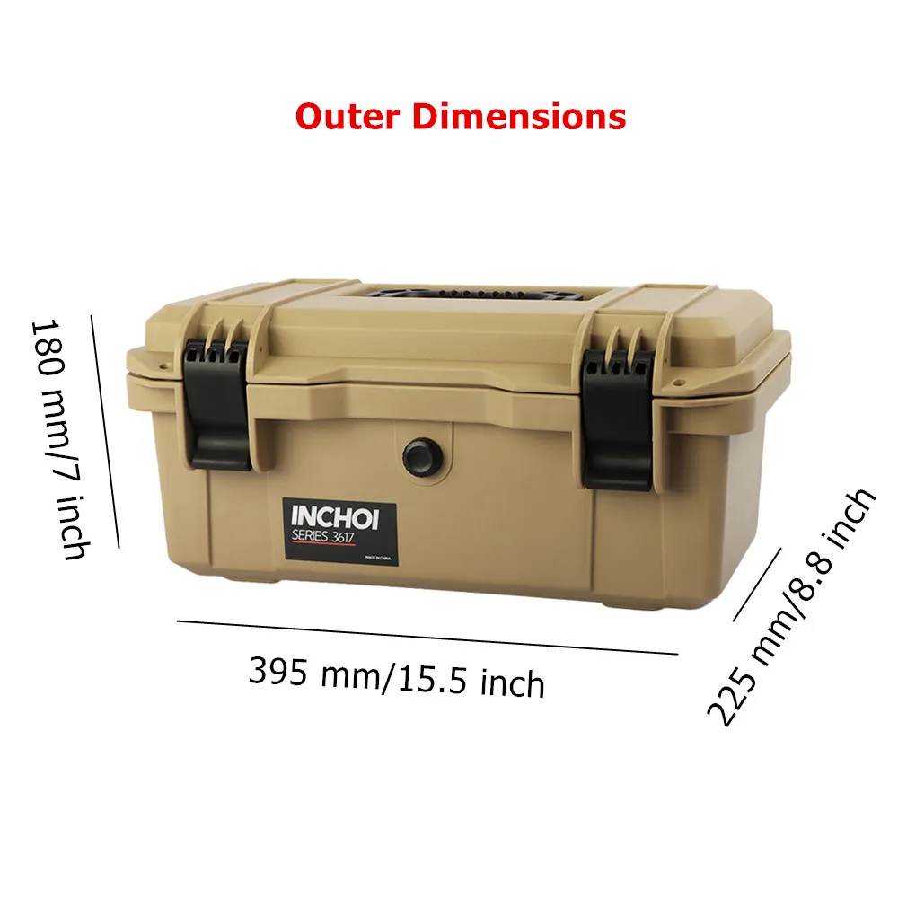 Imagem -03 - Plastic Hard Case Interno Ip67 Impermeável Outdoor Carry Tool Box Handheld Toolbox Protetora 360x170x168 mm