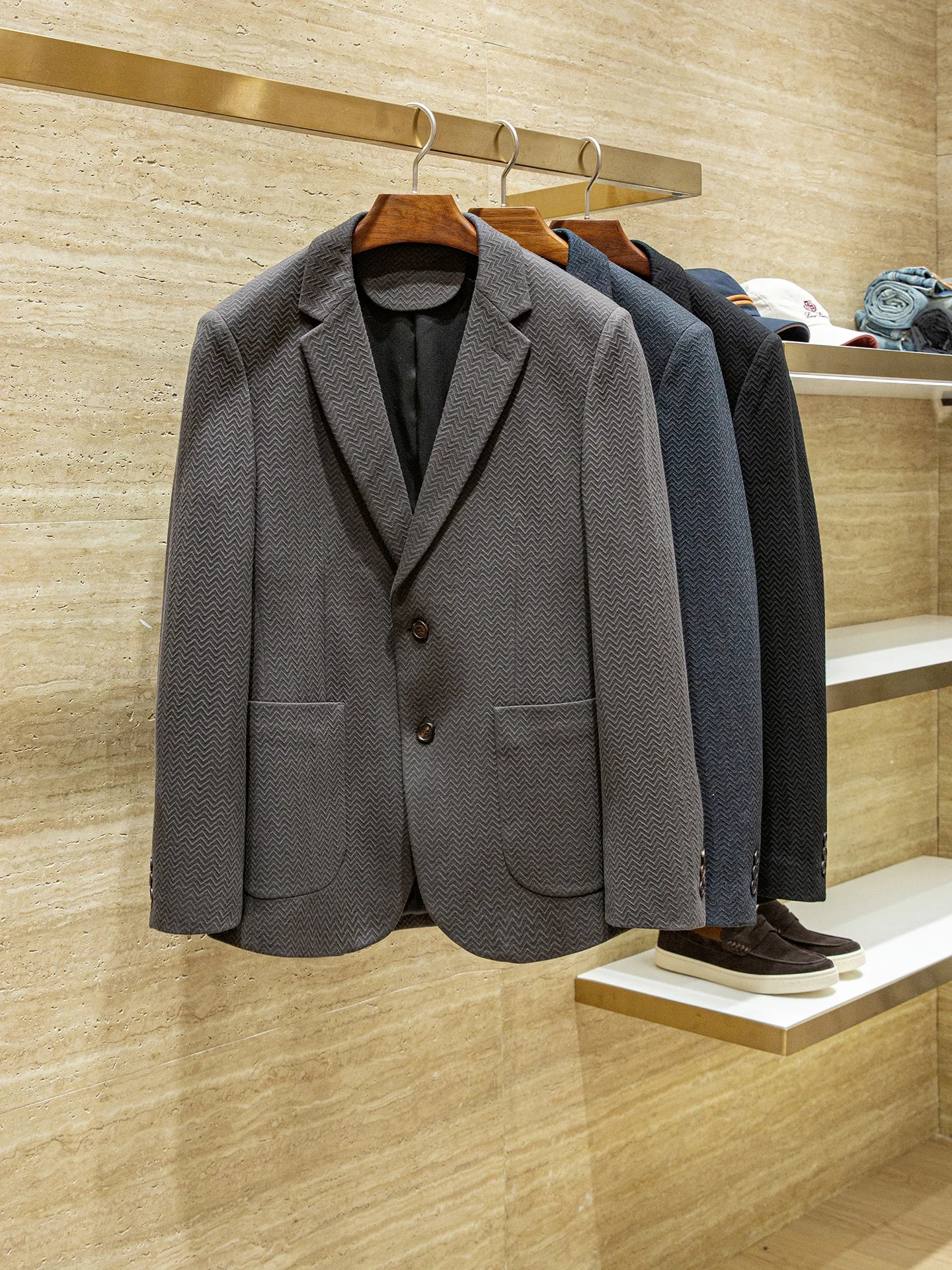 

ZZ herringbone texture men's casual suit blazer