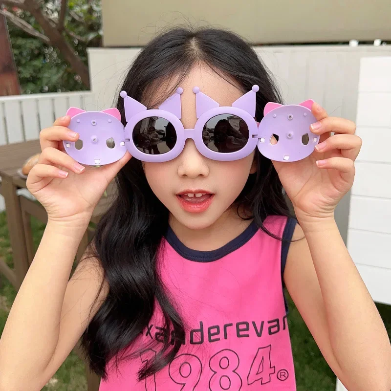 

Sanrio Kuromi Sunglasses Cute Cartoon Girl&Child Silicone Material Fashion Cover Sunshade Glasses Princess Toys Holiday Gift