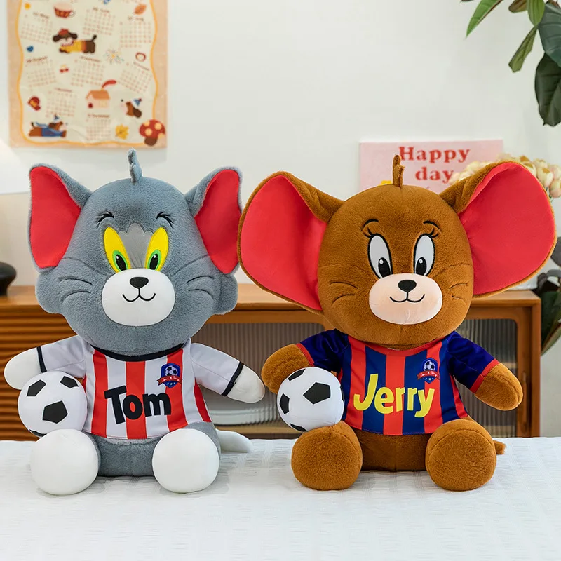 Muñecos de peluche de Tom y Jerry de gran tamaño, almohada de animales de peluche, juguete suave y tierno, regalo de cumpleaños para niños, decoración para dormitorio infantil