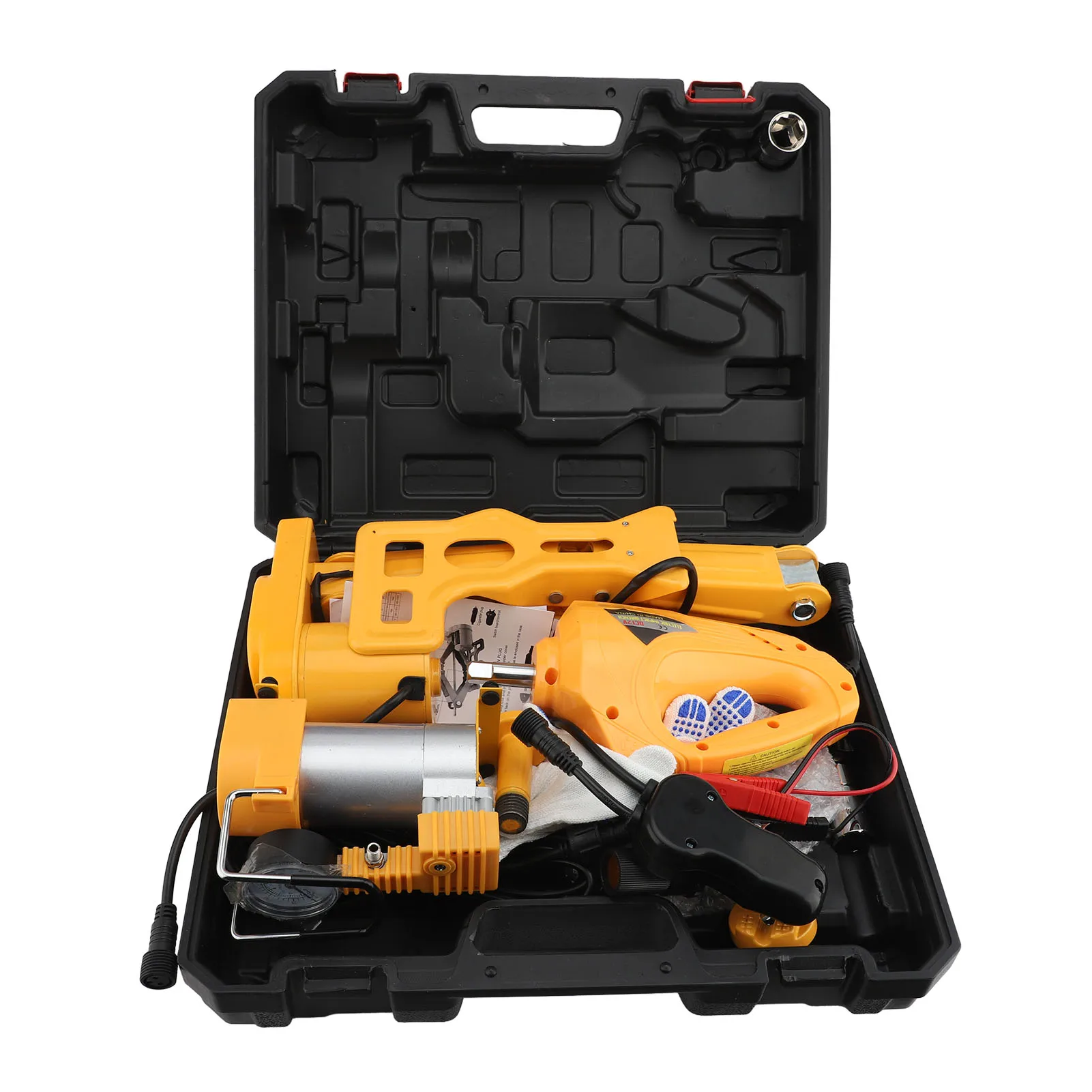 Lifting Jack Set Automatic Guard 170-420mm Range 80W  Wrench 150PSI Inflator Pump High Hardness for Car Emergency Repair