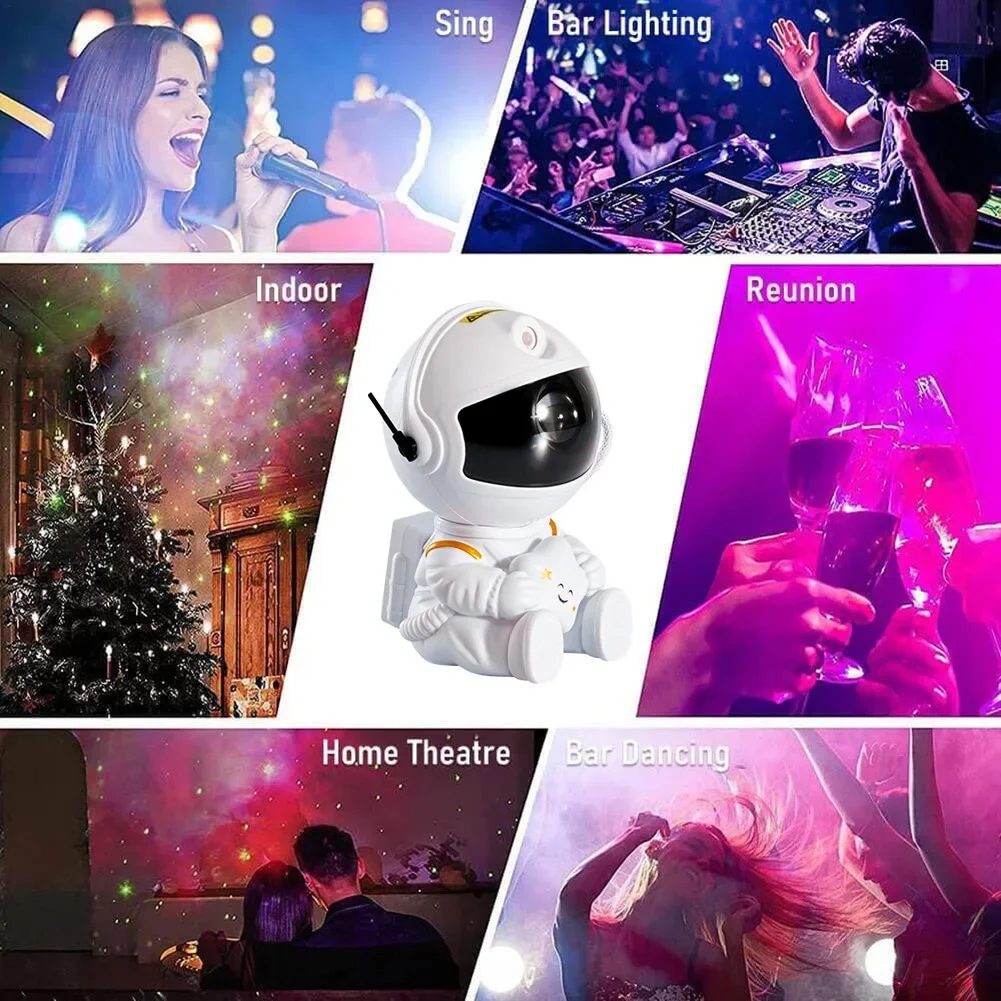 Imagem -05 - Astronauta Galaxy Starry Sky Projetor Spaceman Night Light Quarto Decorativo Projection Lights Holiday Party Crianças Presentes