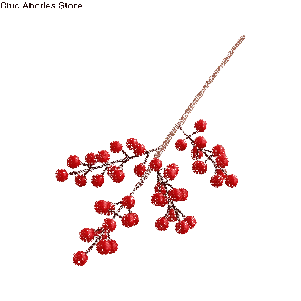 

Ornament DIY Red Berry Branche Snow Frosted Realistic Artificial Holly Berries Wreath Decor Reusable Fake Plant Gift Wrapping
