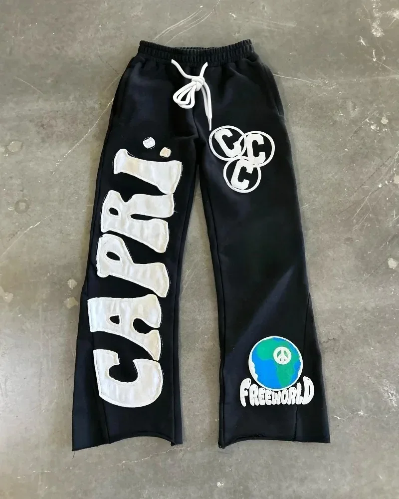 Personalized American Letter Print Street Sweatpants High Street Trendy Loose Fashion Trousers for Couples Adults And Kids