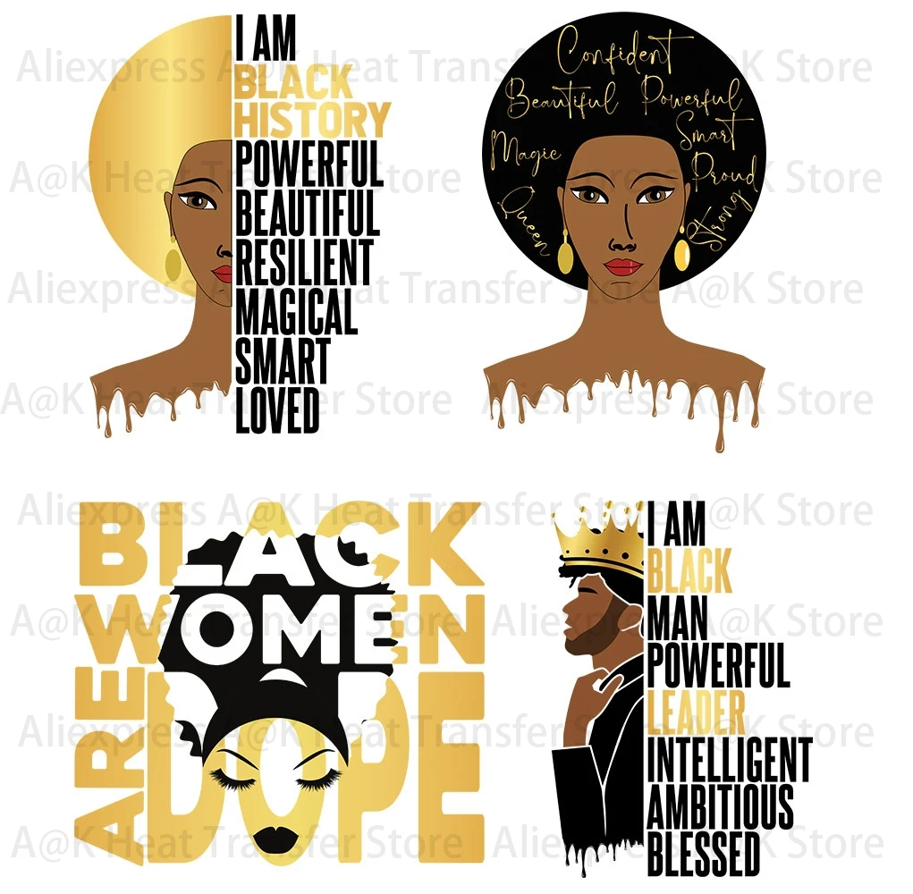 Black Owned Juneteenth Iron On Heat Transfer Vinyl Patches DIY African American Black Pride Applique Stickers for T-Shirts