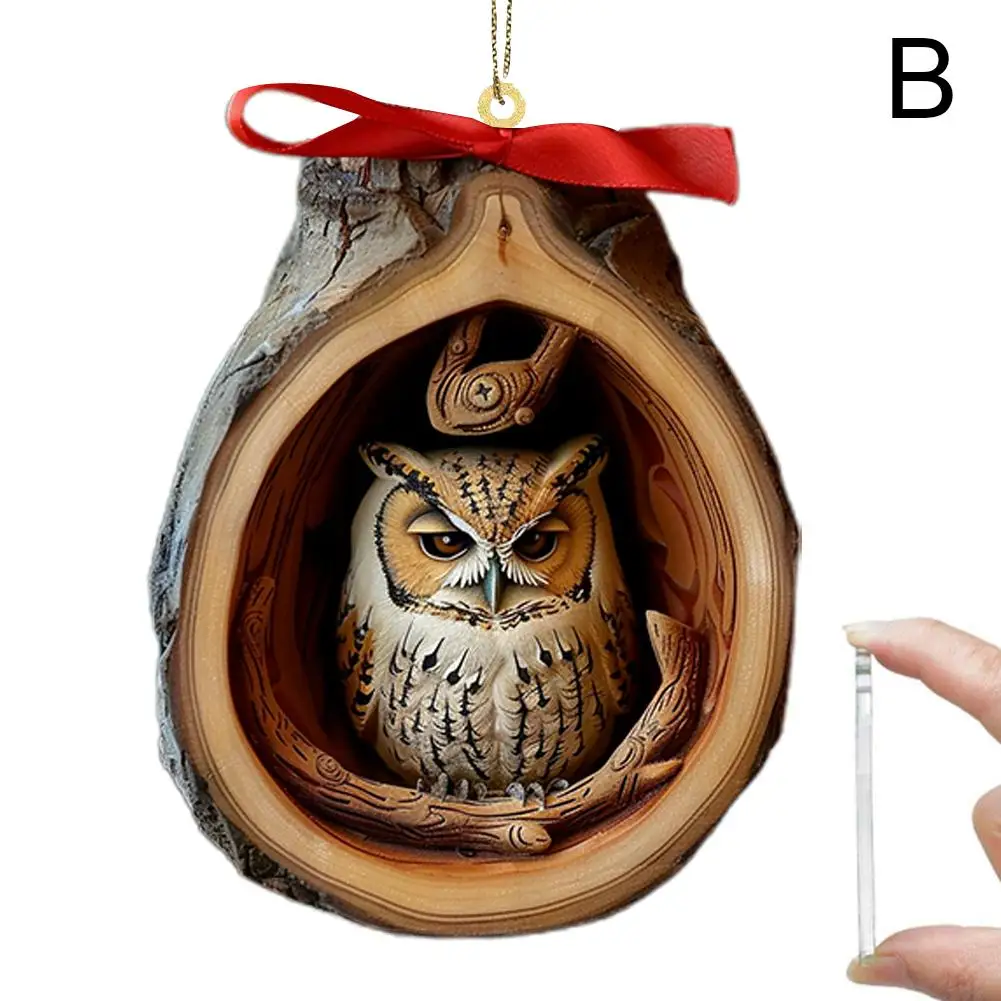 Ornamento de natal animal, árvore de natal padrão animal ornamento acrílico 2d, decoração animal da floresta para árvore de natal d j1a3