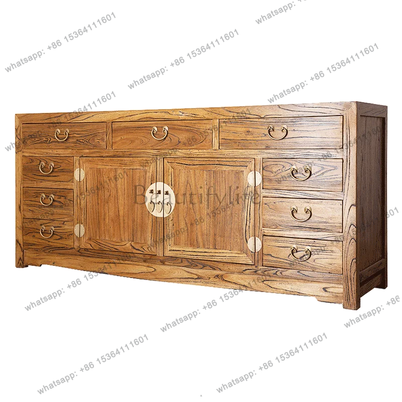 

Old elm solid wood TV cabinet Modern Chinese living room Simple storage cabinet
