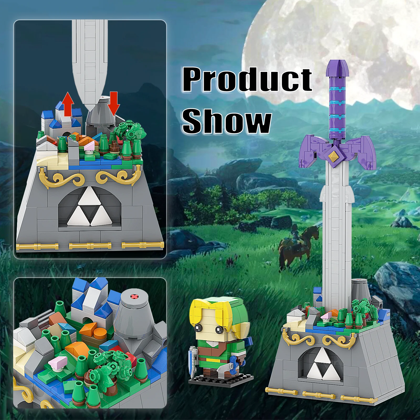 The Master Sword with Link Building Kit, Micro Hyrule Building Blocks Set, 2 in 1 Building Toys Gifts for Adults Kids