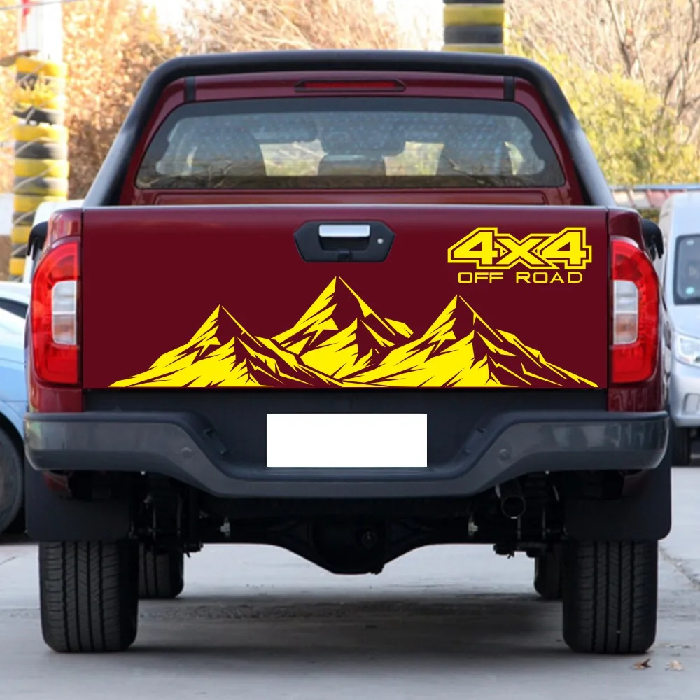 For NAVARA L200 Triton Saveiro Tundra Amarok Auto Pickup Truck Rear Trunk Tailgate Stickers Off Road Mountain 4X4 Vinyl Decals