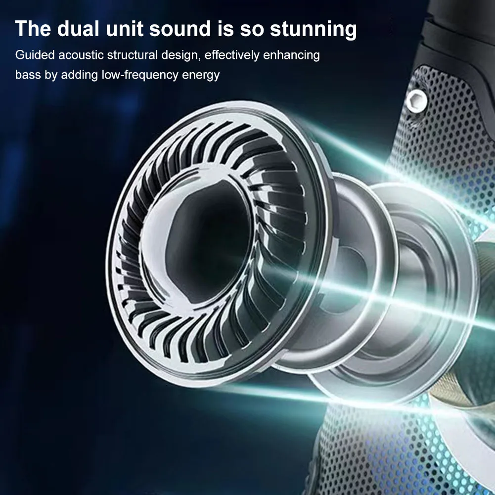 BT5.0 مكبر صوت لاسلكي محمول راديو FM كاريوكي مضخم صوت مزدوج ستيريو مكبر صوت عالي أضواء ملونة نظام صوت ستيريو مكبر صوت #2