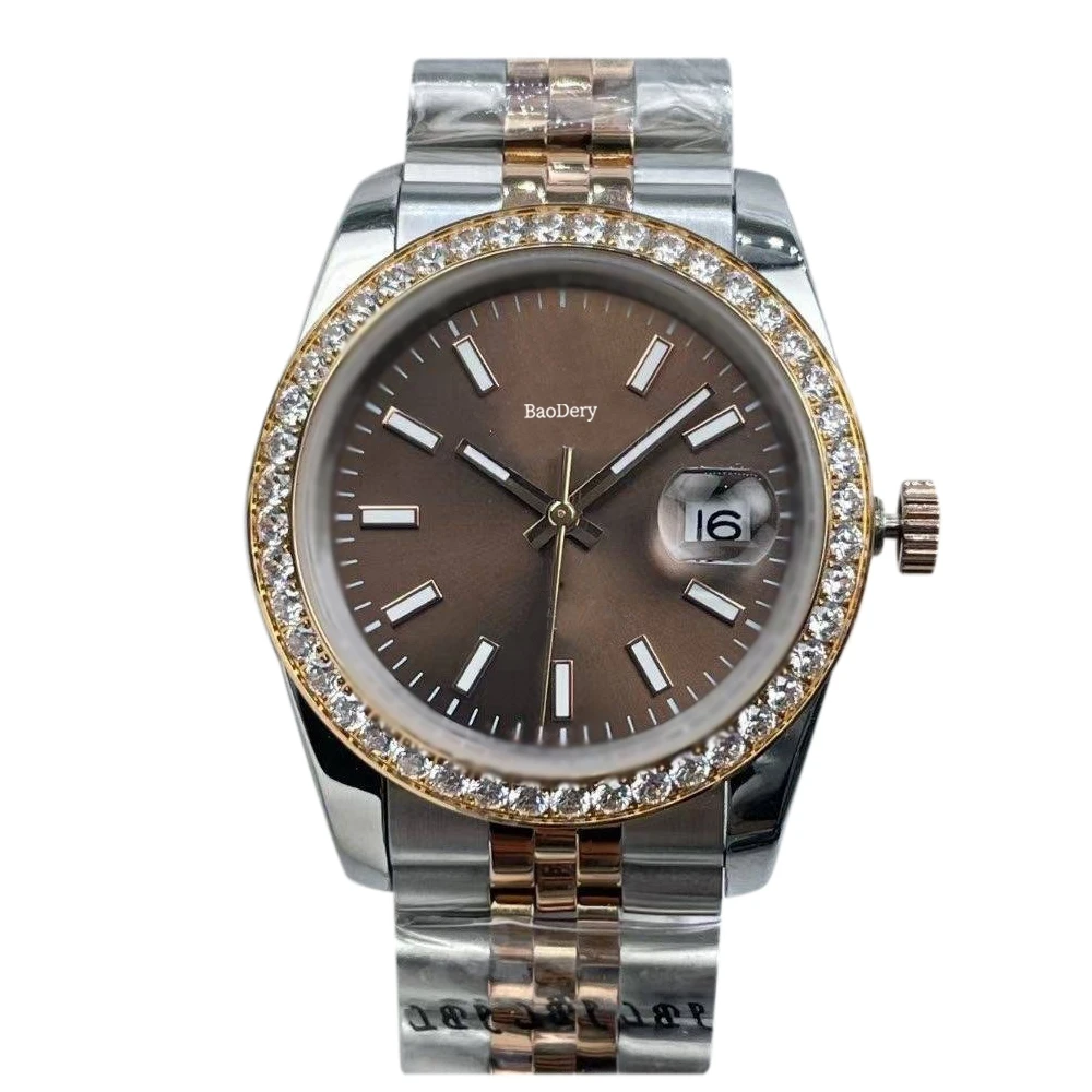 High quality 36mm women's watch, gold bezel, stud calendar window, best gift for women, watch